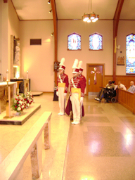 the honor guard facing the pulpit for the singing of the Holy Name Hymn photo courtesy of Dave Shaw